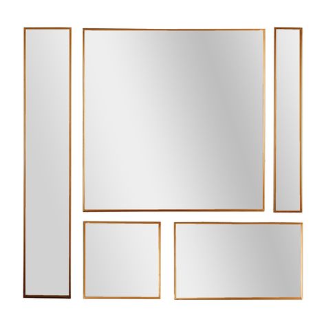 Shimmering and amplifying natural light to brighten up otherwise dark spaces, this five-piece set of framed mirrors instantly fills an empty wall when hung together. Above The Sink, Framed Mirrors, Mirror Store, Eclectic Aesthetic, Bronze Mirror, Accent Mirror, Elegant Sets, Bronze Metal, Mirror Set