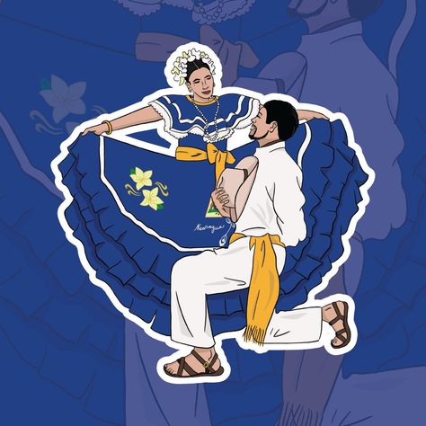 ¡Viva Nicaragua! Celebrate Latino Heritage Month with this 3" (height) Nicaraguan dancer inspired sticker. Nicaragua is the largest country in Central America filled with rich culture; known for its famous volcanoes, tropical landscapes, and folklore. This sticker was digitally-illustrated by me and printed on high-quality vinyl. It's durable, waterproof, and weather-resistant. You can place it on your laptop, bottle, and more! Learn More: agaraydesigns.com/nicaraguan-dances Nicaragua Culture, Latino Heritage Month, Tropical Landscapes, Managua, Batman Wallpaper, Hispanic Heritage, Heritage Month, Tropical Landscaping, Central America