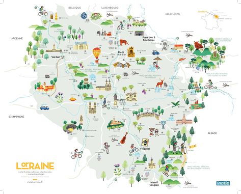 Carte touristique illustrée, édition 2018 maintenant sur Digital Magazine, Lorraine, World Map, Map, France