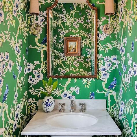 T20841 YUKIO Wallpaper Green from the Thibaut Eden collection Construction Wallpaper, Simple Bathroom Renovation, Bathroom Redecorating, Yellow Bathroom Decor, Funky Wallpaper, Guest Bathroom Decor, Funky Decor, Diy Bathroom Decor, Bathroom Wallpaper