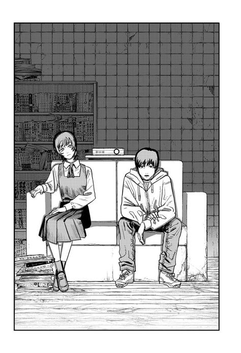 Eri and Yuuta watching movies on a couch in an abandoned building from the one-shot manga Goodbye, Eri Tatsuki Fujimoto Art, Fujimoto Tatsuki, Goodbye Eri, Fujimoto Art, Tatsuki Fujimoto, Famous Comics, In And Out Movie, Mysterious Girl, Manga Wall