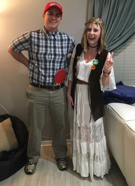 Forest Gumbo And Jenny Costume, Couples Costumes 80s, Forest Gump Couple Costume, Forest And Jenny Costume, Jenny And Forest Gump Costume, Jenny Forrest Gump Costume, Forrest Gump And Jenny Costume, Forrest Gump Halloween, Jenny Forrest Gump