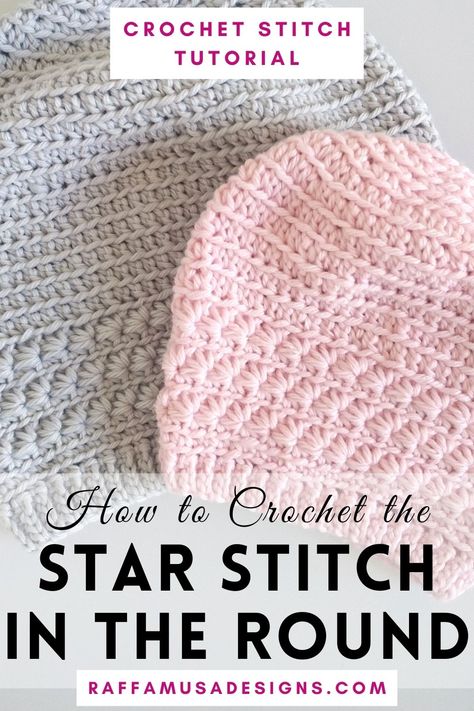 A sample of the star stitch worked in the round. Star Stitch Crochet Hat, Crocheting Tips, Bun Hat Crochet Pattern, Crochet Star Stitch, Crochet Leaf Patterns, Crochet Star, Crochet Toddler, Crochet Hat Free, Easy Crochet Stitches