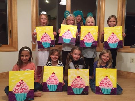 Kids Paint Night, Canvas Painting Party, Painting Ideas Canvas, Kids Art Party, Kids Painting Party, Kids Canvas Painting, Painting Birthday Party, Kindergarten Art Lessons, Painting Night