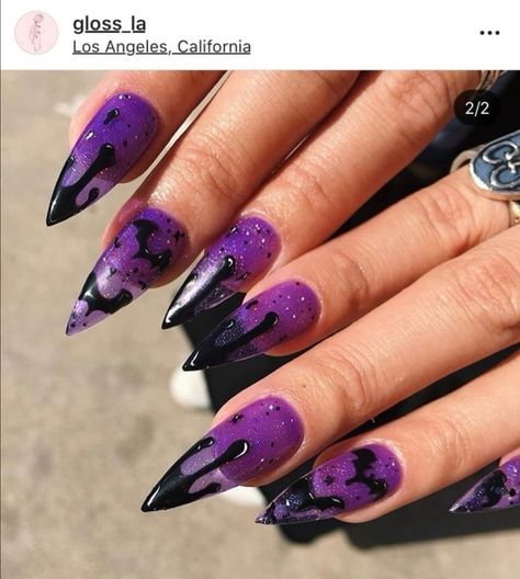 Black Halloween Nails, Horror Nails, Witchy Nails, Halloween Acrylic Nails, Gothic Nails, Goth Nails, Her Nails, Nails Polish, Black Nail