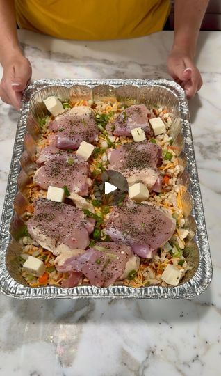 1.7M views · 1.3K comments | this easy dinner is so good! | this easy dinner is so good!

yummy 1 pan dinner with stovetop stuffing and chicken thighs! | By Kristin's Friends | Alright, y'all. I have a twin
pack of stovetop chicken stuffing. I'm just putting it
at the bottom of this foil pan. Alright, on top of this, I have
some cut up celery, carrot, and onion and we're putting this
right on top. Right on top of our dry stuffing, alright?
We're making an easy one-pan dinner. Y'all are going to love
this so much and you know what? I love stuffing. Fall time is
coming and this is making me happy. That's it. Um we also
going to put a little bit of green onion in here. Alright.
And then y'all what we going to do next? Before we do anything
else I have a package of this bacon melt cheese. Alri Stove Top Stuffing Recipes, Stove Top Chicken, Chicken Recipies, One Pan Dinner, Main Dish Casseroles, Tenderloin Recipes, Pork Tenderloin Recipes, Stuffing Recipes, Lunch Meal Prep