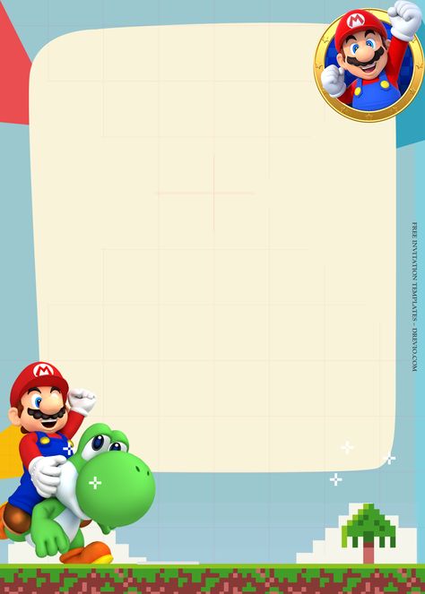 Mario And Friends, Certificate Of Achievement Template, Mario Bros Birthday, Free Printable Birthday Invitations, School Printables, Mario Party, Printable Birthday Invitations, Party Invite Template, Super Mario Bros