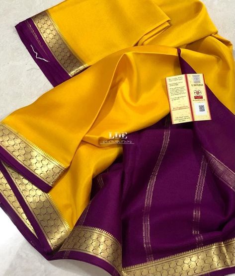 Pure Mysore binny crepe silk saree Ruffle Blouse Designs, South Indian Wedding Saree, Chic Outfits Classy, South Silk Sarees, Mysore Silk Saree, Silk Sarees With Price, Crepe Silk Sarees, Mysore Silk, Crepe Saree