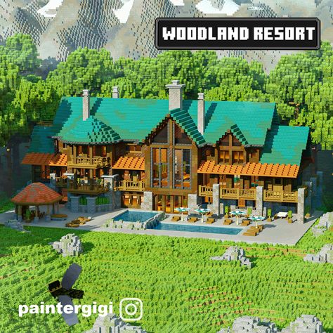 Minecraft Lodge, Large Minecraft Houses, Minecraft Victorian, Minecraft Cabin, Minecraft Kingdom, Minecraft Building Guide, Minecraft Mansion, Minecraft Servers, Minecraft House Plans