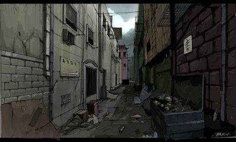 Alleyway art 4 Alleyway Drawing, Alleyway Art, Graphic Design Fonts, Game Assets, Cartoon Drawings, Background Design, Drawing Sketches, Cityscape, Concept Art