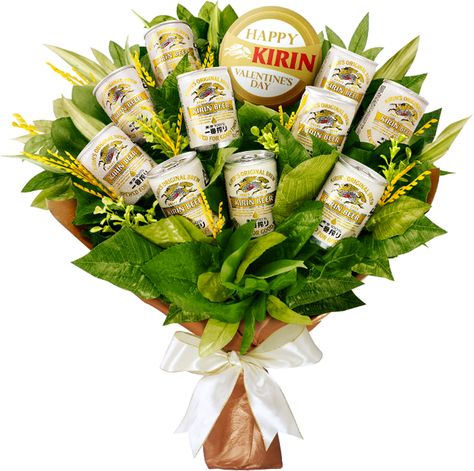 For the Guys - The Kirin Beer Bro-quet. Beer Bouquet For Him, Bouquet For Him, Beer Bouquet, Beer Cake, Cute Birthday Ideas, Flower Company, Candy Bouquet, Sorority Gifts, Hide And Seek