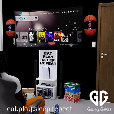 Sims 4 Cc Male Room Decor, Basketball Shelf, Eat Play Sleep Repeat, Sims 4 Ps4, Sims Rooms, Sims 4 Traits, Cc Folder, Play Sims 4, Sims 4 Studio