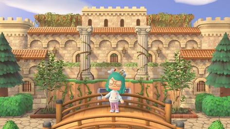 Animal Crossing Castle, Acnh Medieval, Castle Tower, Castle Wall, Animal Crossing Qr, Creative Inspiration, Animal Crossing, Taj Mahal, Castle