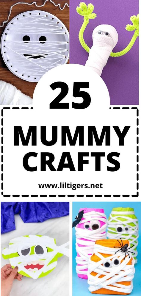 25 Easy Mummy Preschool Crafts Mummy Crafts For Kids, New Halloween Ideas, Mummy Games, Mummy Door, Mummy Art, Projects For Preschoolers, Halloween Activities Preschool, Mummy Crafts, Ideas For Preschoolers