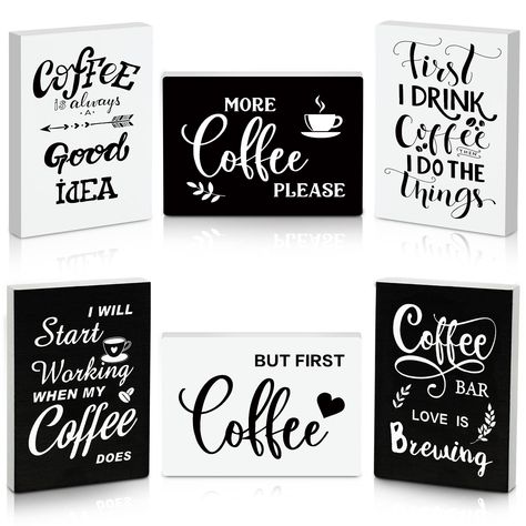 PRICES MAY VARY. Coffee Theme Decorations: each coffee tiered tray decor is printed with coffee theme in 6 different styles, and each one is printed with warm sentences, rustic and noticeable, simple yet elegant, rich styles combination can nicely meet your daily decoration demands, bringing you a kind of elegant feeling Rich Quantities: the package comes with 6 pieces of coffee table tray decors in coffee theme design, warm hearted and cute, enough quantities are sufficient for decorating your Farmhouse Coffee Bar Decor, Coffee Tiered Tray Decor, Mini Coffee Bar, But First Coffee Sign, Coffee Tiered Tray, Farmhouse Coffee Bar, Coffee Bar Sign, Coffee Bar Decor, Coffee Sign