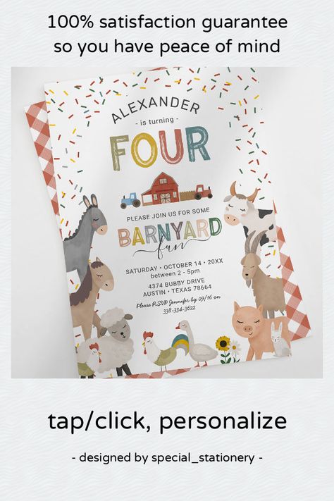 Petting Zoo Birthday, 3rd Birthday Invitation, Third Birthday Invitations, 80th Birthday Invitations, Zoo Birthday, Pool Birthday, Pool Birthday Party, Farm Birthday, Birthday Invitations Kids