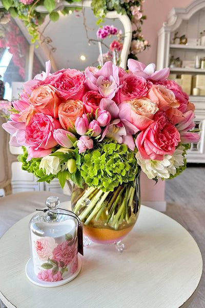 Order Floral Arrangements Online - Same-Day Delivery - Orchid Republic Clear Vase, Green Hydrangea, Cymbidium Orchids, Pink Garden, Fresh Flowers Arrangements, Flower Therapy, Beautiful Bouquet Of Flowers, Beautiful Flower Arrangements, Flowers Spring