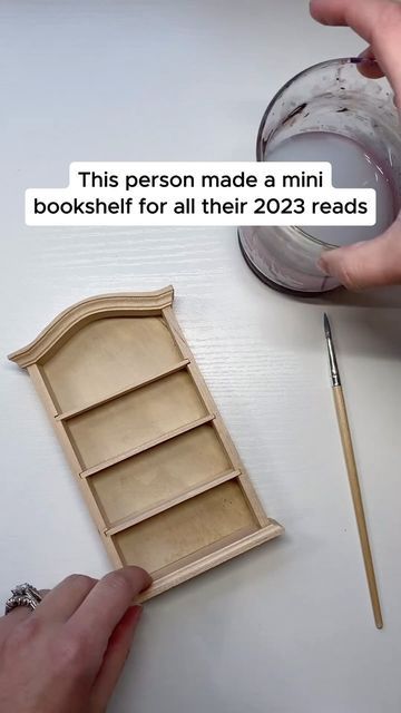 Diy Miniature Bookshelf, Diy Mini Bookshelf, Miniature Book Shelf, Bookish Crafts, Homemade Christmas Presents, Dollhouse Bookshelf, Miniature Bookshelf, Hopeful Romantic, Mini Bookshelf