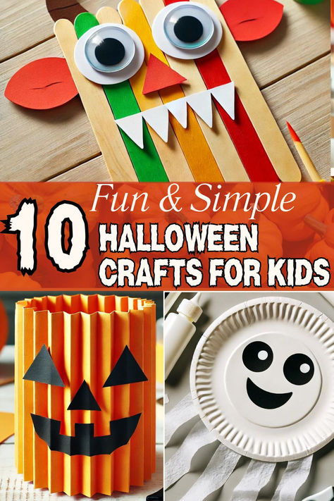 Get creative this fall with these fun and easy Halloween crafts for kids of all ages, from toddlers to older children. You’ll find everything from cute from paper crafts, toilet rolls, popsicle sticks and many more.  Whether you're planning Halloween activities for the classroom or a fun crafting session at home, there are plenty of crafts for all occasions. 3rd Grade Craft Ideas, Halloween Craft Stick Crafts, Fun Halloween Crafts For Toddlers, Halloween Crafts For Third Graders, Fall Craft For 3rd Grade, Halloween Toddler Crafts Easy, First Grade Halloween Crafts Easy, 1st Grade Halloween Crafts Easy, Among Us Crafts For Kids