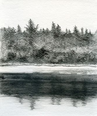 Water Soluble Graphite, Graphite Pencil Drawings, Graphite Painting, Reflection Drawing, Urban Sketches, Canvas Painting Designs, Water Reflections, Graphite Drawings, Painting Designs