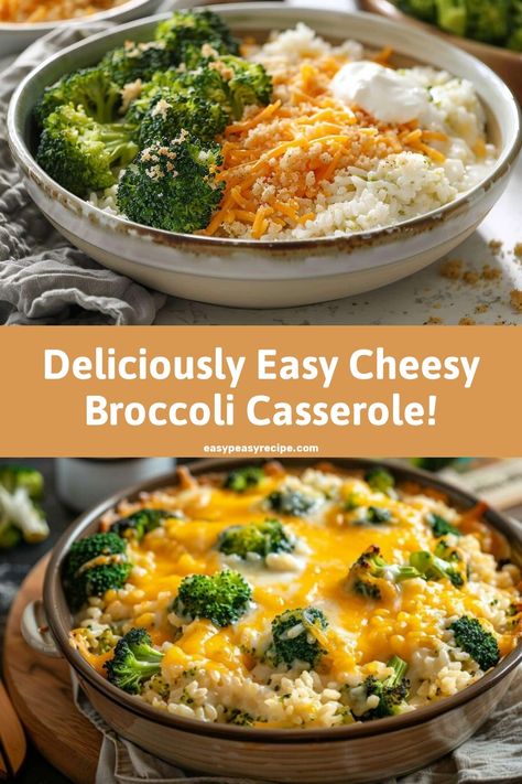 A bowl and a casserole dish both filled with cheesy broccoli rice casserole topped with melted cheese and breadcrumbs. Broccoli Rice Casserole Easy, Cheesy Rice And Broccoli, Easy Cheesy Broccoli, Cheesy Rice Casserole, Broccoli Cheese Rice Casserole, Easy Broccoli Casserole, Broccoli Cheese Rice, Cheesy Broccoli Rice Casserole, Broccoli And Rice Casserole