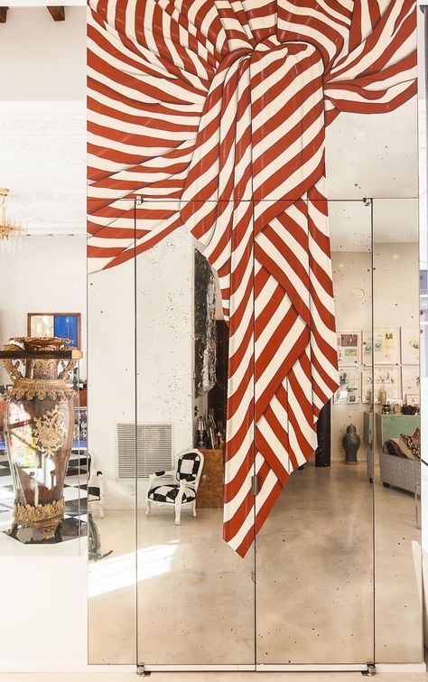 Painted Mirror, Stacey Bendet, New York Homes, Whimsical Fashion, Red And White Stripes, Decoration Design, Interior Architecture Design, Alice Olivia, Design Inspo