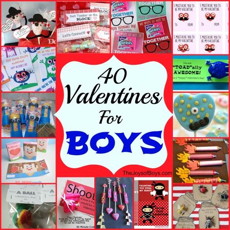 40 Valentines for Boys - My boys will love these! Valentine Gifts For Boys, Gift Ideas For Boys, Valentines Gift Bags, Toddler Boy Gifts, Valentine's Day Gift Ideas, Happy Hearts Day, My Funny Valentine, Valentines For Boys, Valentine Box