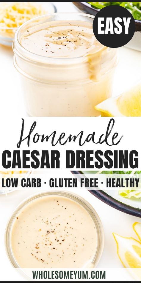 Homemade Keto Caesar Salad Dressing Recipe Best Caesar Dressing, Diet Salad, Caesar Salad Dressing Recipe, Keto Salad Dressing, Caesar Dressing Recipe, Homemade Caesar Salad Dressing, Diet Lunch, Salad Dressing Recipe, Easy Salad Dressing