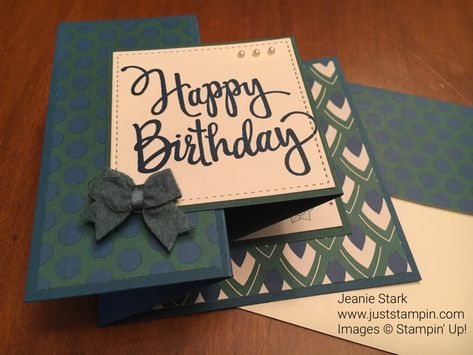 A Birthday Fun Fold for Tic Tac Toe Challenge #8 | Just Stampin' Z Cards, Step Card, Birthday Stamps, Shaped Cards, Fancy Fold Cards, Birthday Cards Diy, Card Making Techniques, Fun Fold Cards, Square Card