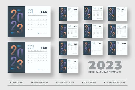 Calendar Design 2023, Desk Calendar 2023, Desk Calendar Planner, Desk Calendar Template, Desk Calendar Design, Table Calendar, Map Worksheets, Social Media Calendar, Project Management Tools