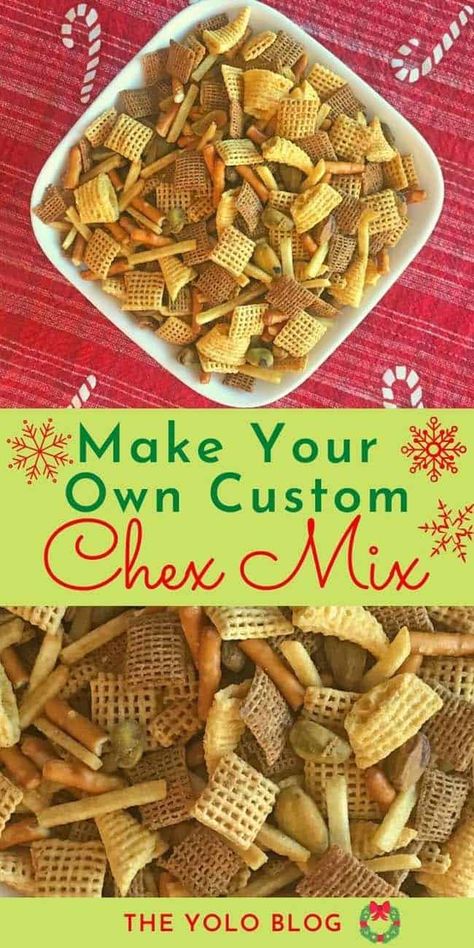 Make your own custom oven-baked Chex mix | #snacks #partymix Chex Mix Ideas, Ultimate Chex Mix Recipe, Bugles Snack Mix, Savory Chex Mix, Savory Chex, Chex Party Mix Recipe, Chex Mix Original, Chex Mix Recipes Original, Original Chex