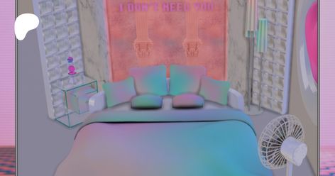 vaporwave ROUND BED set | nickname_sims4 Sims 4 Cc Circle Bed, Circle Bed, Sims 4 Beds, Round Bed, Cc Folder, Sims 4 Cc Folder, Sims Ideas, Round Beds, Bed Set