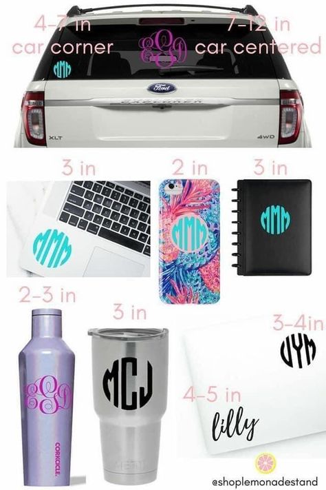 Decal Size Chart, Cricut Sizing, Distressed Tshirt Diy, Cricut Help, Silhouette Cameo Crafts, Cricut Projects Beginner, Vinyl Car Stickers, Circuit Projects, Monogram Decal