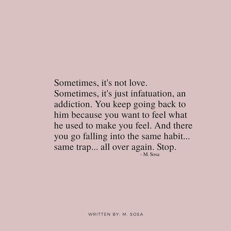 M. Sosa on Instagram: “The reality is sometimes we stay in toxic situations because we become infatuated with the idea of how we expect things to be. When you…” Quotes About Expectations Relationships, Infatuated Quotes, Infatuation Quotes, Toxic Relationship Quotes, Expectation Quotes, Toxic Relationships, Amazing Quotes, Keep Going, Relationship Quotes