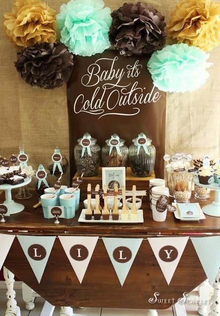 Hot Cocoa Bar Party a Delicious Chocolate and pale blue themed party by Sweet Scarlet Designs Hot Cocoa Bar Party, Mallow Cups, Hot Chocolate Party, Christmas Bark, Bar A Bonbon, Christmas Fudge, Hot Chocolate Bar, Boy Baby Shower Ideas, Chocolate Party