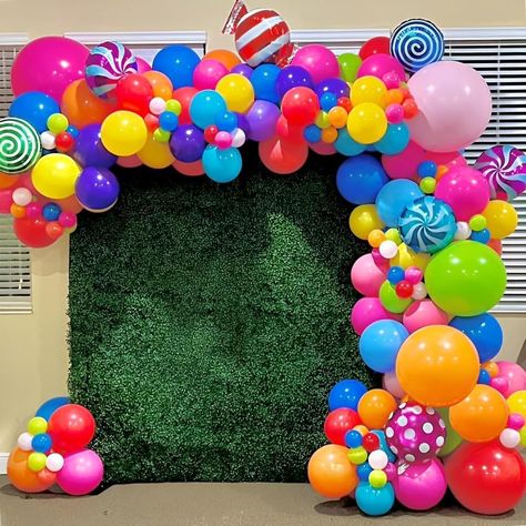 PRICES MAY VARY. Candyland Party Decoration:The 137 piece candy balloon arch kit includes pastel rainbow balloons, lollipop balloons :5inch latex balloons -50pcs mixed colors ,10inch-75pcs mixed colors ,18inch latex balloons -5pcs;candy lollipop foil balloons -7pcs Non-toxic and Safe:Our candy balloon arch kit is made of natural latex, non-toxic and very safe, you can use with confidence Various Uses:Candyland party decoration balloon arch kit giving a romantic and gentle feeling, very suitable Candyland Decorations Party, Candy Land Themed Party, Candy Theme Games, Candy Land Dance Theme, Valentine Oc, Candy Birthday Party Decorations, Marshmallow Decorations, Lollipop Balloons, Candyland Dance