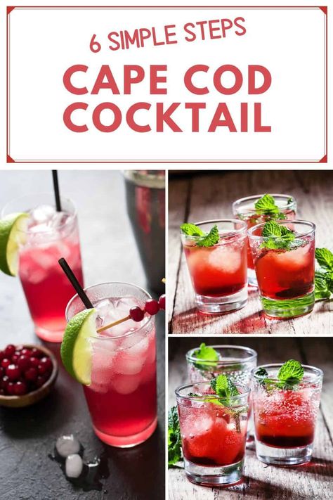 Wondering how to make a Cape Cod cocktail? The best part about the Cape Cod cocktail is that it is so easy to make. It takes 2 minutes to make it. Cape Cod Cocktail, Cape Cod Drink Cocktails, Cape Codder Cocktail, Cape Cod Cocktail Recipe, Cape Cod Drink, How To Make A Cape, Sprite Recipe, Cranberry Juice And Vodka, Unsweetened Cranberry Juice