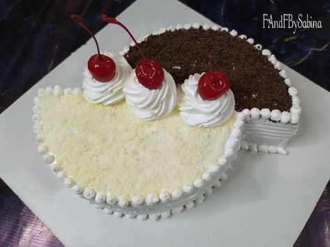 White Forest Cake Designs, White Forest Cake Decoration, White Forest Cake, Cake Design Tutorial, Butterscotch Cake, Chocolate Cake Designs, Fondant Cake Designs, Daisy Cakes, Cake Decorating For Beginners