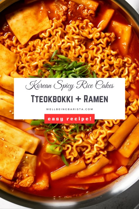 Discover the ease and satisfaction of preparing your own beloved Korean noodle delicacy at home. Thanks to our simple recipe. cooking up Rabooki is a breeze. Ramen Tteokbokki Recipe, Tokbokki Korean Recipe, Tebokkki Recipe, Tobokii Food, How To Make Tteokbokki, Teokkboki Recipes Easy, Rabokki Recipe, Tteok Recipe, Korean Dinner