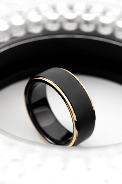 Mens Wedding Rings Black, Groom Wedding Band, Mens Wedding Rings Unique, Mens Wedding Bands Black, Ring And Bracelet, Black Gold Wedding, Groom Ring, Mens Gold Wedding Band, Black Engagement Ring