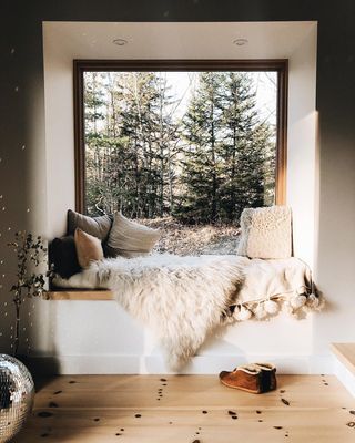 House • Instagram Lifestyle Affirmations, Cozy Window Seat, Window Seat Design, Latest Sofa Designs, House Aesthetic, Passive House, Beautiful Sofas, Wood Windows, Cozy Reading Nook