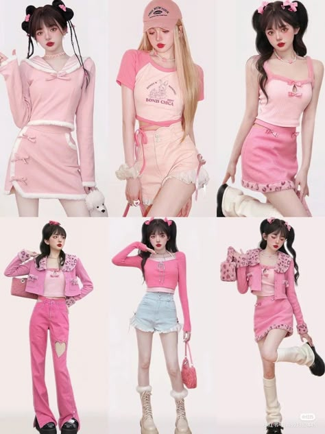 Asian Barbie Outfit, Barbiecore Outfits Aesthetic, Barbie Pink Outfit Ideas, Pink Clothes Outfits, Pink Outfits Barbie, Y2k Pink Fashion, Barbie Outfits Pink, Barbie Core Outfit, Barbie Aesthetic Outfit