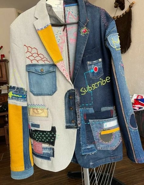 Ropa Upcycling, Upcycled Jackets, Recycled Clothes, Moda Denim, Diy Jeans, Upcycle Clothes Diy, Denim Inspiration, Denim Projects, Denim Ideas