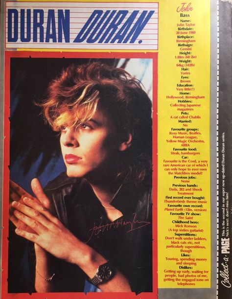 80s Magazine, 80 Bands, 90s Bands, Nick Rhodes, Cat Call, 80s Bands, Teen Magazine, John Taylor, Duran Duran