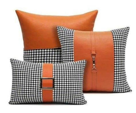 Houndstooth Pillows, Sewing Cushions, Bantal Sofa, Crochet Cushion Cover, Pillow Crafts, Patchwork Cushion, Cushion Cover Designs, Chic Pillows, Luxury Cushions