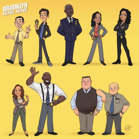 An Artist Illustrated The "Brooklyn Nine-Nine" Characters And They're So Cool Luigi Lucarelli, Brooklyn Nine Nine Funny, Rosa Diaz, Brooklyn 9 9, Amy Santiago, Jake Peralta, Andy Samberg, Memes Lol, Brooklyn 99