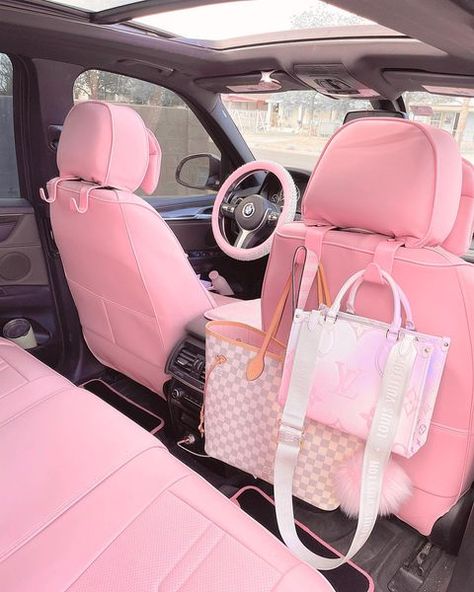 Make a Statement with Beautiful Pink Automobiles Light Pink Car Interior, Pink Car Interior Accessories, Pink Car Interior, Pink Car Accessories, Car Aesthetics, Sick Cars, Pink Jeep, Pink Cars, Girly Car Accessories