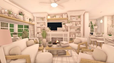 Bloxburg Interior Living Room, Living Room Designs Bloxburg Aesthetic, Living Room Bloxburg Aesthetic, Bloxburg Inspo Living Room, Bloxburg Living Room Aesthetic, Cozy Bloxburg Living Room, Preppy Kitchen Bloxburg, Preppy Living Room Bloxburg, Big Living Room Bloxburg