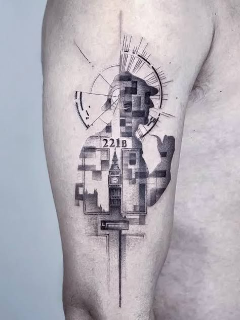 Sherlock Tattoos, Sherlock Holmes Tattoo Ideas, Sherlock Holmes Tattoo, Sherlock Tattoo, Sherlock Holmes Wallpaper, Sherlock Holmes Robert Downey Jr, Elementary Sherlock, Tattoos Creative, Elementary My Dear Watson