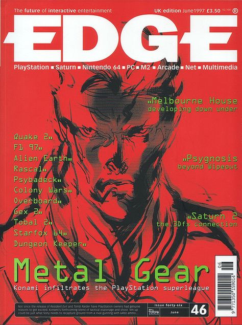 Edge046 Metal Gear Solid Ps1, Gay Style, Edge Magazine, Game Magazine, Video Game Magazines, Game Ads, Gaming Magazines, Kojima Productions, Retro Gaming Art